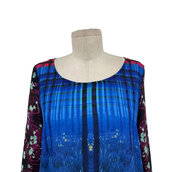 Clover Canyon Blue Floral Blooms Long Sleeve Blouse Size Small - Picture 2 of 9